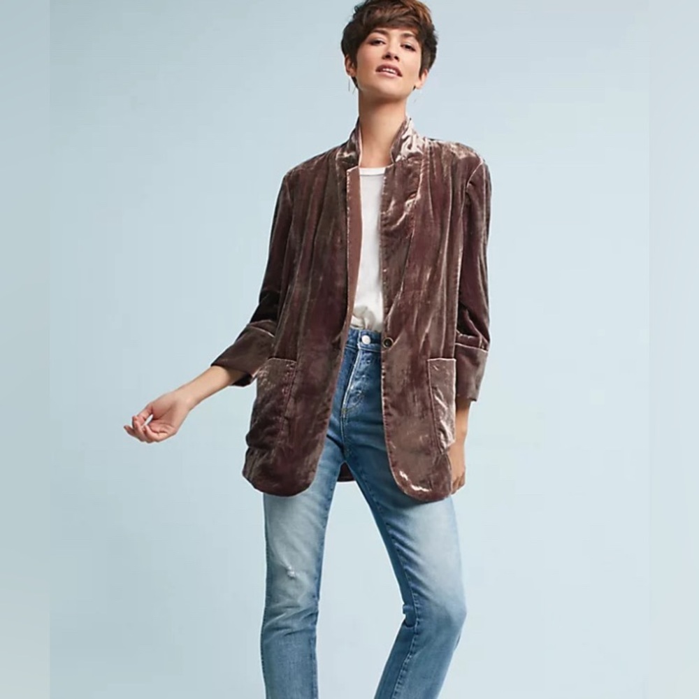Anthropologie Cartonnier Crushed Velvet Blazer